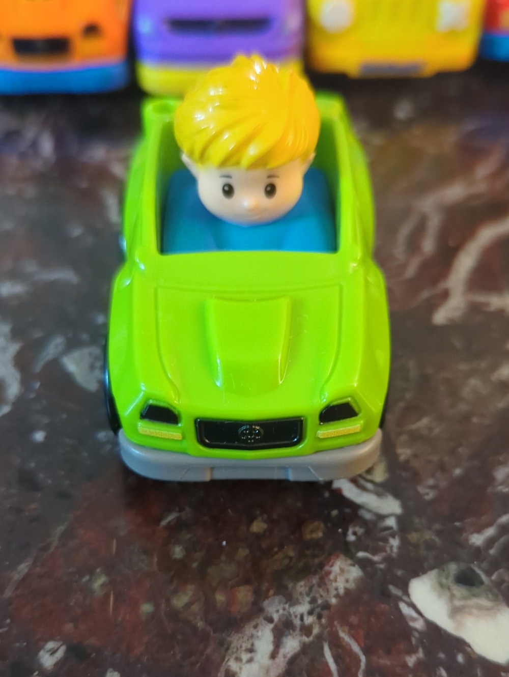 Little People - Green Kids Toy Car with Blonde Driver - Fun Ride-On Playset